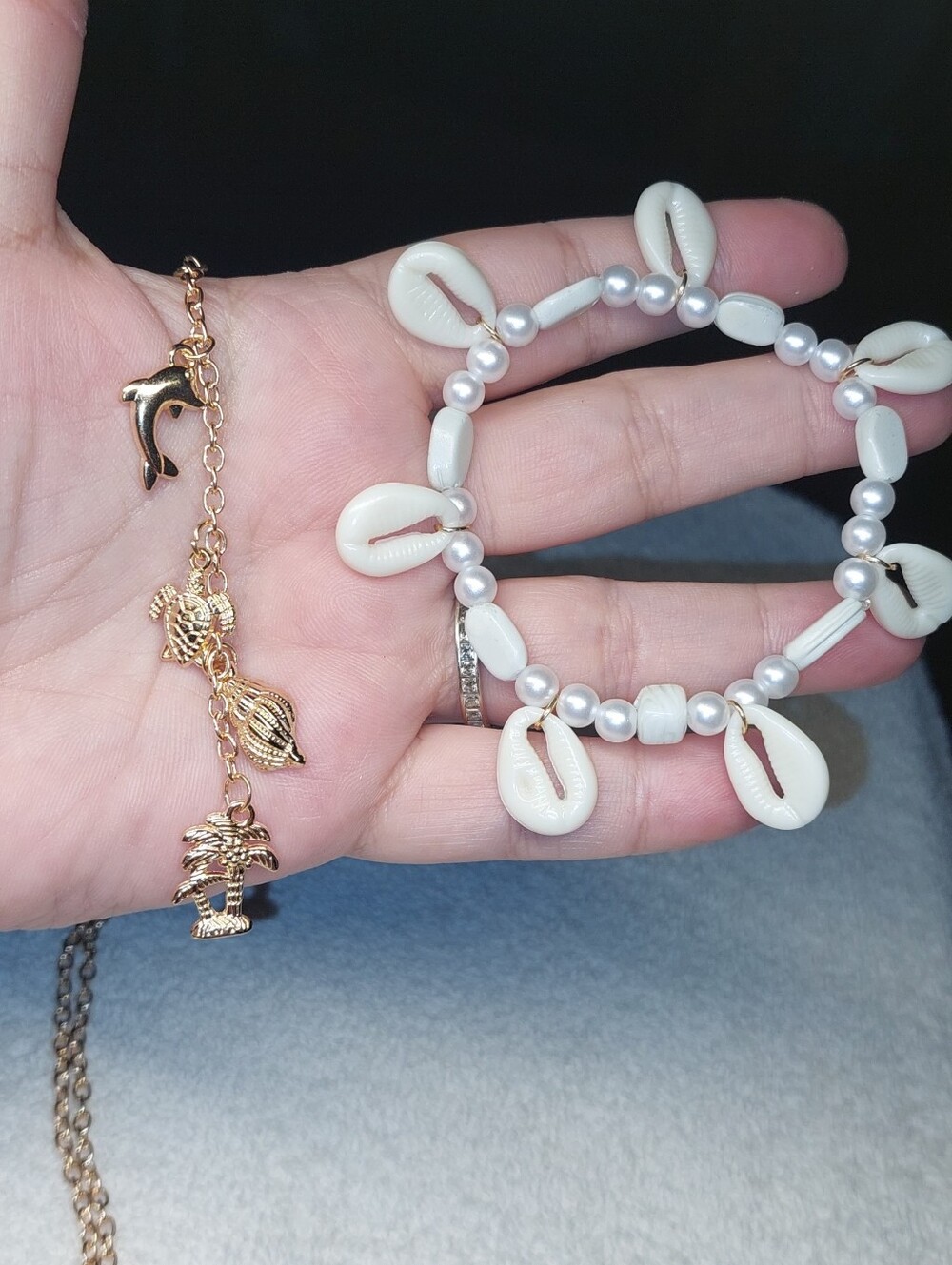 Beach Theme Handmade Necklace With Braclet.